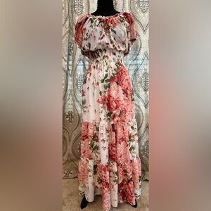 Kate and Lily Floral Maxi Dress in Pink and White Size 4